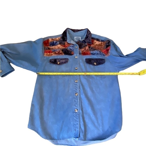 Vintage Cambridge Dry Goods Long Sleeve Size Medium Velvet Patches Shirt - Picture 7 of 10